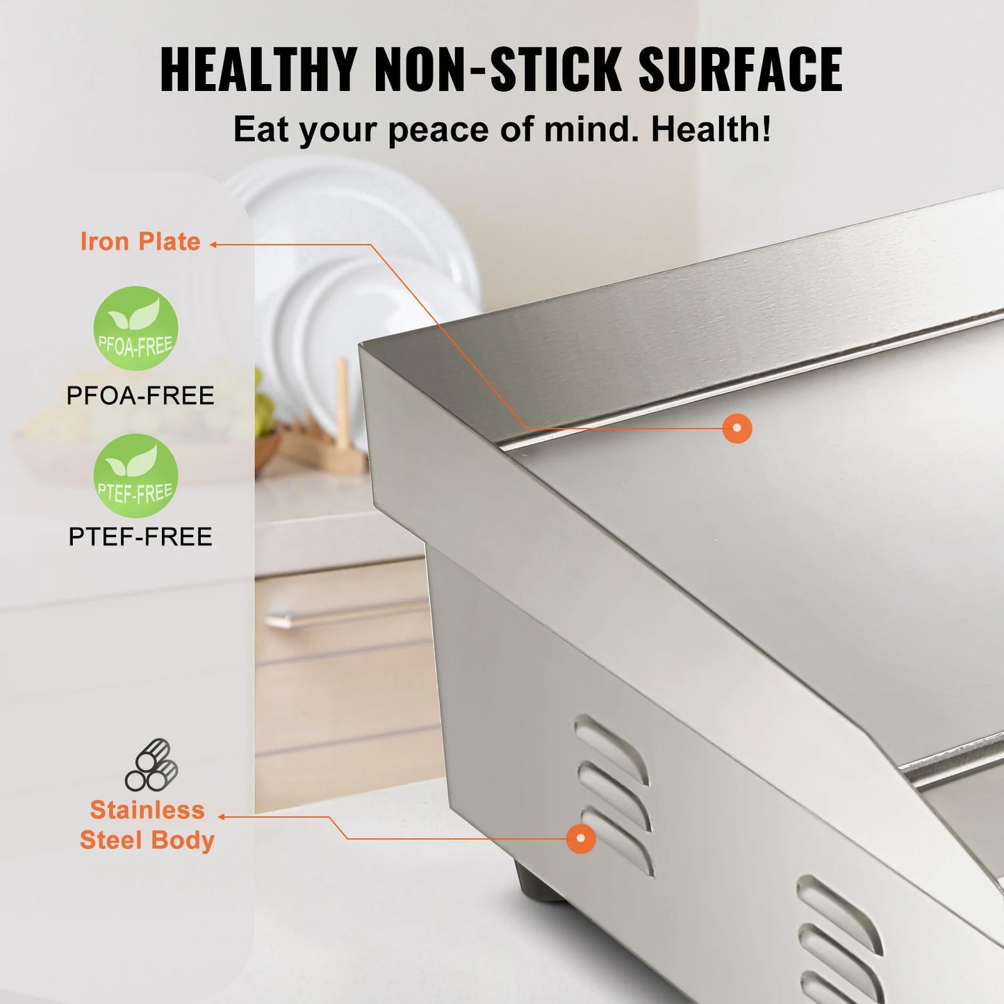 SucceBuy Stainless Electric Grill Teppanyaki Griddle Temp Control