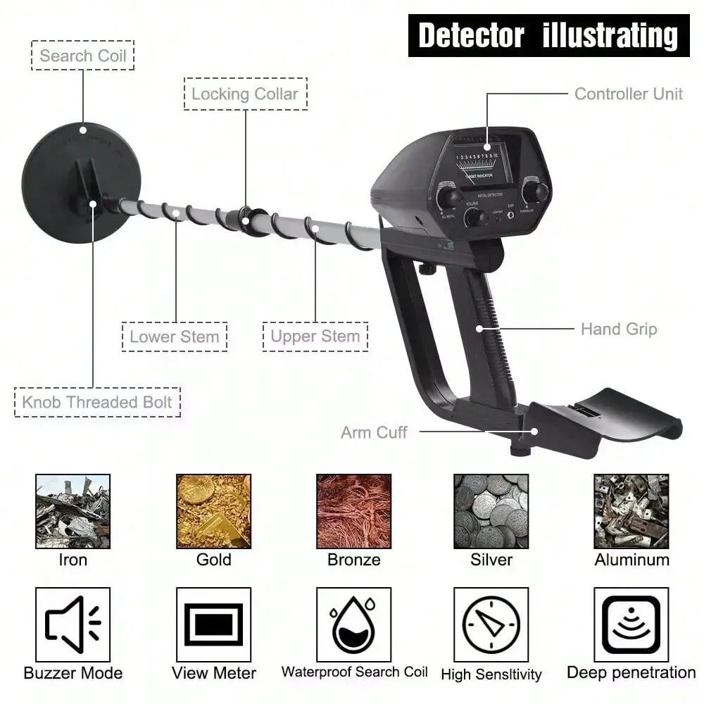 High Performance Waterproof Metal Detector With Adjustable Stem Gold Digger