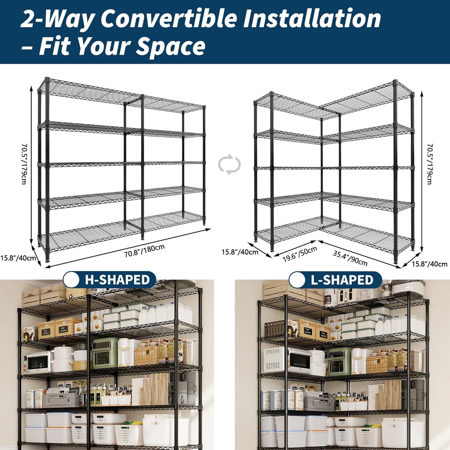 TWISTER.CK Heavy Duty Metal Shelving Unit 4 Tier Pantry