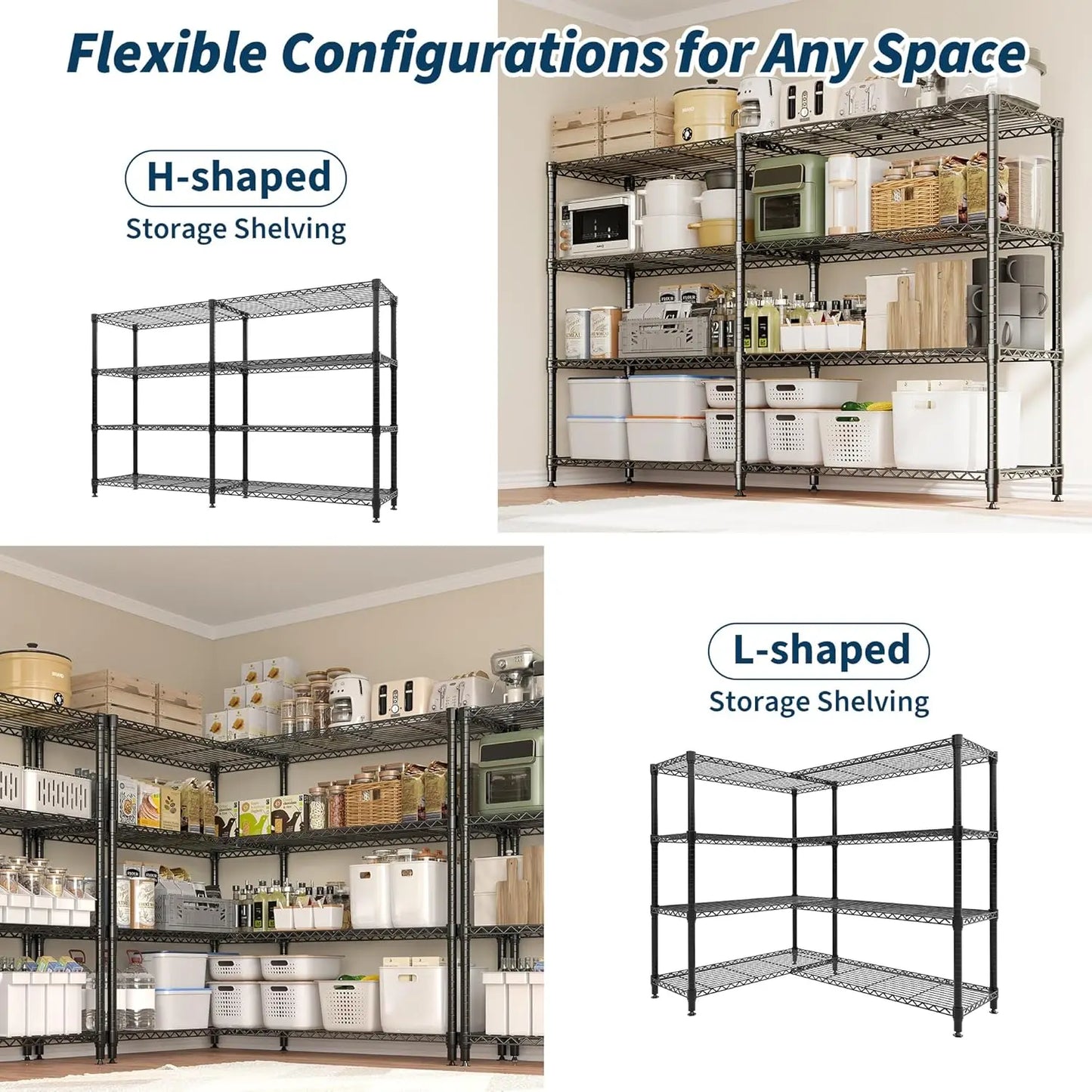 TWISTER.CK Heavy Duty Metal Shelving Unit 4 Tier Pantry