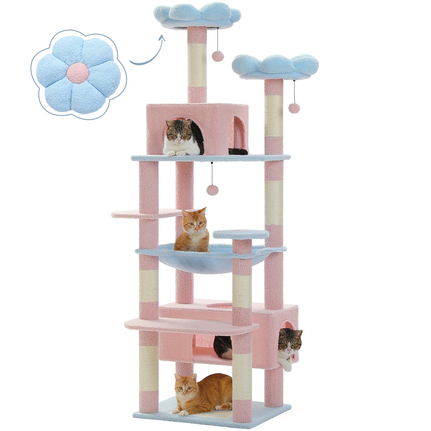PETEPELA Cat Tree Tower With Sisal Posts And Spacious Perches