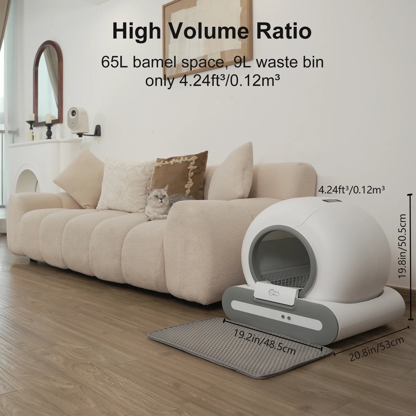 DOEL 65L Self-Cleaning Cat Litter Box With 2.4G WiFi App