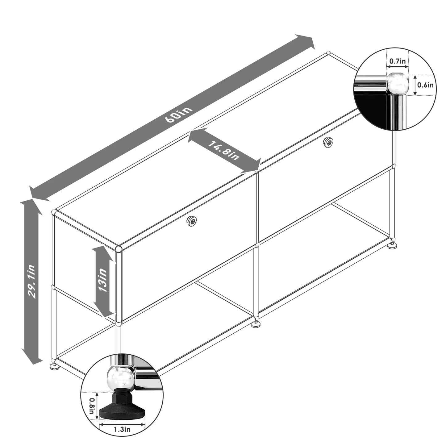 Furgle Modern Modular Metal Storage Cabinet Sideboard