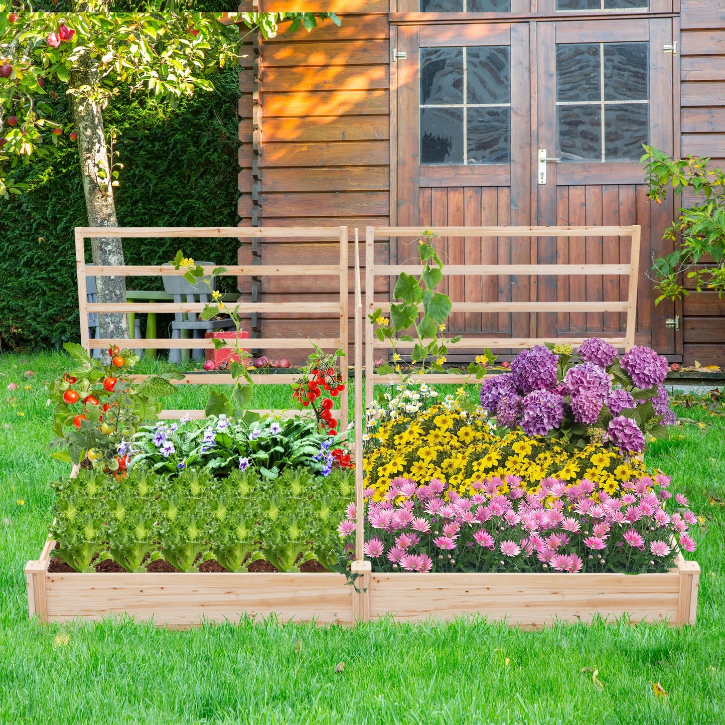 LIFEZEAL Wooden Raised Garden Bed Planter Box For Outdoor Garden