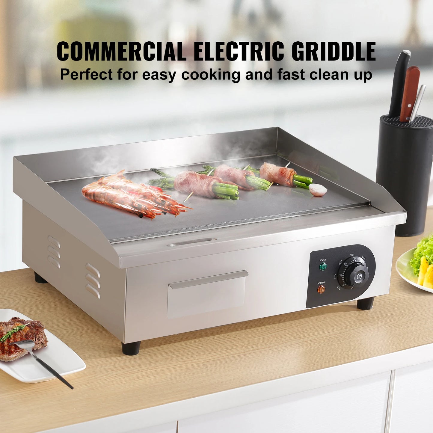 SucceBuy Stainless Electric Grill Teppanyaki Griddle Temp Control