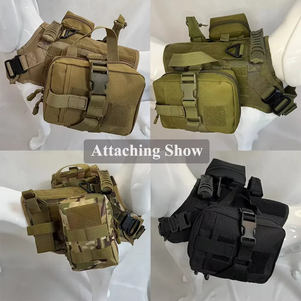 Dog Tactical Bags Molle Pouches Harness Attachments For Large Dogs