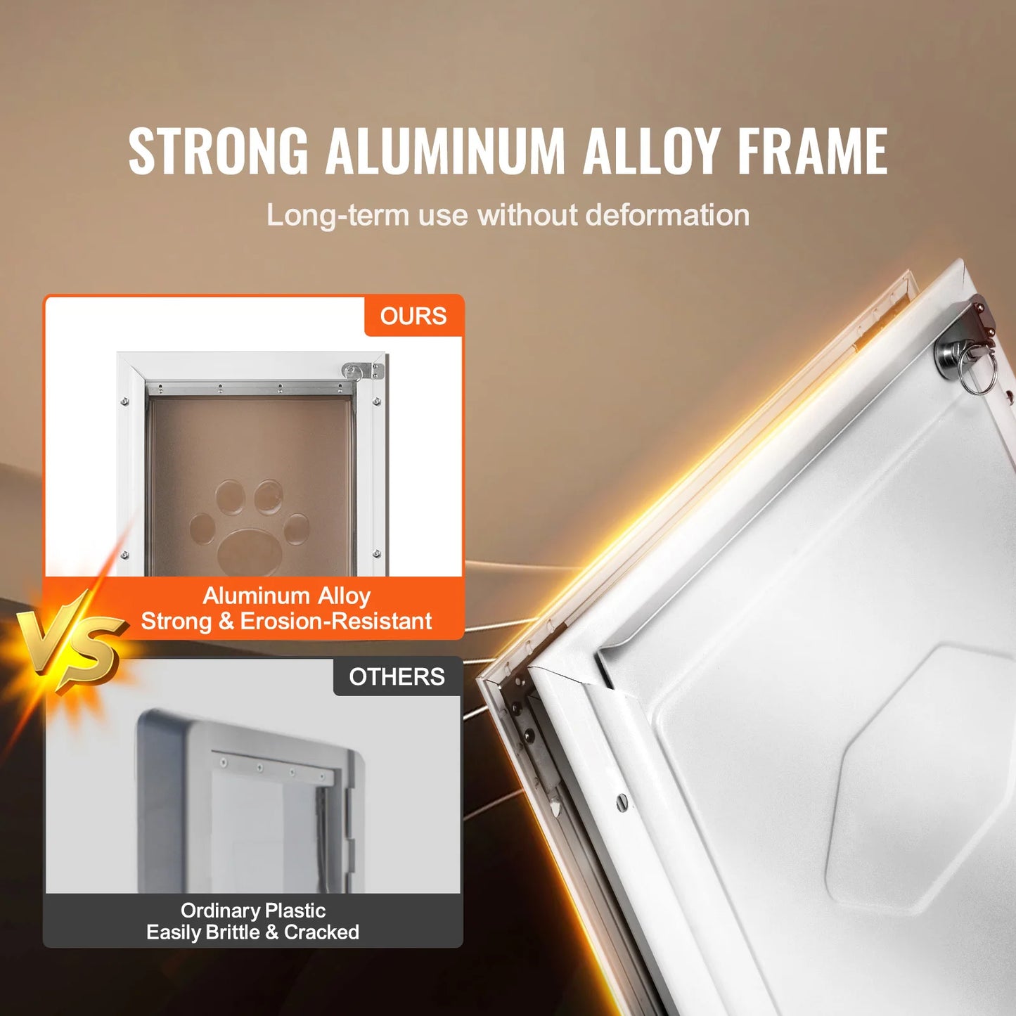 Pet Door Aluminum Frame With Lockable Flap Weatherproof Dog Door