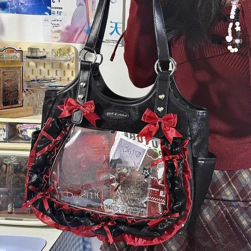 Kuroyabu Luxury Ruffled Lolita Handbag Ita Bag Gothic Underarm
