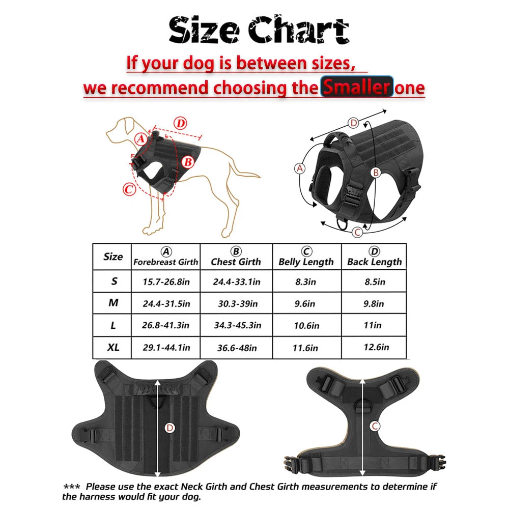 Tactical Dog Harness With Molle Pouches For Medium Large Dogs