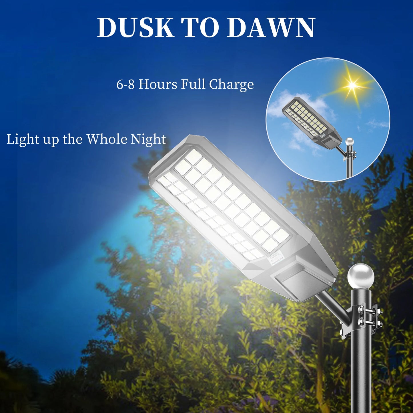 8000W Solar Street Light With Motion Sensor IP65 Waterproof Outdoor