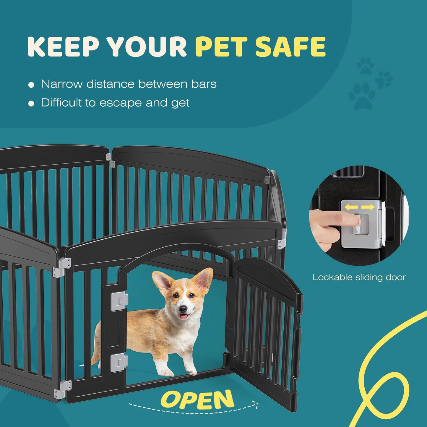 JHK Plastic Dog Playpen For Medium Dogs Durable Portable Fence