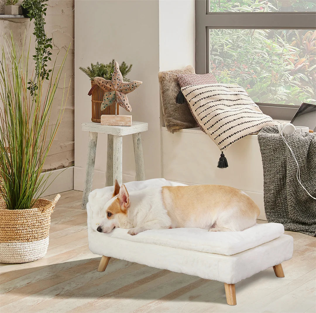 BINGOPAW L Shape Dog Sofa Bed Cat Cushion With Plush Fabric