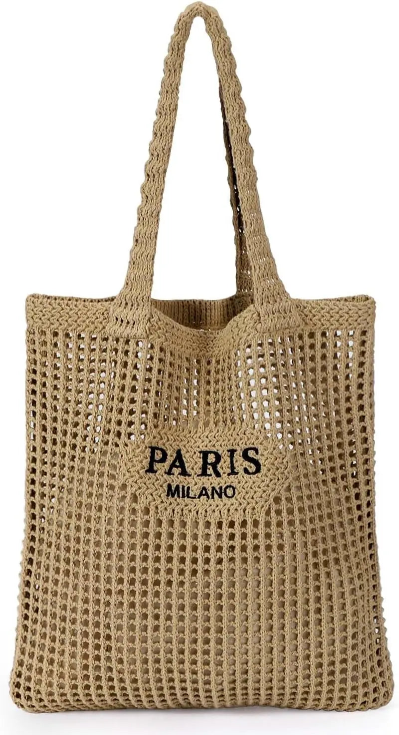 Hatisan CN Crochet Tote Bag Mesh Beach Bag For Women