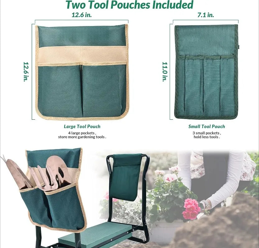 Portable Garden Kneeler And Seat With Tool Pouches Foldable Bench