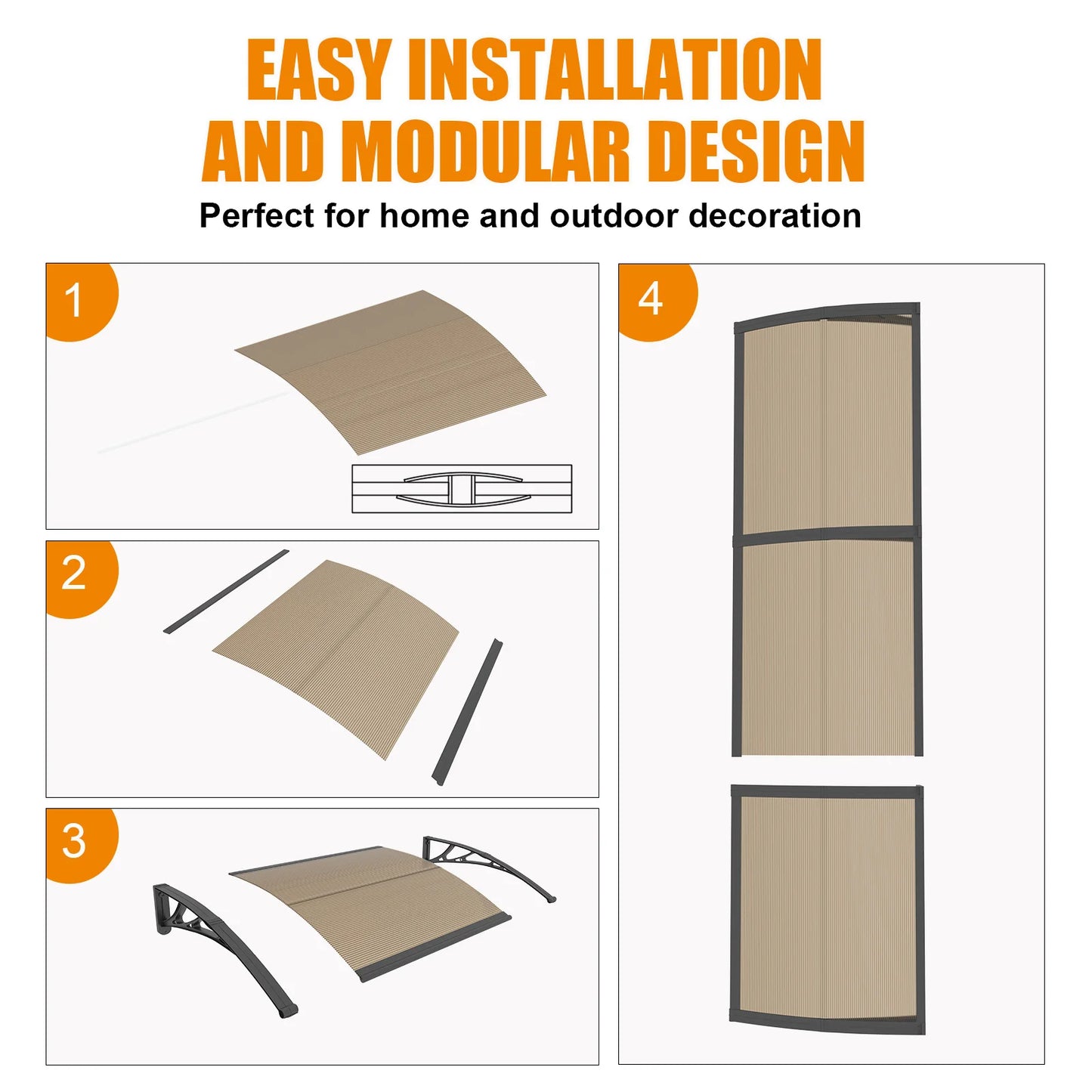 GUANSU-CN PC Door And Window Awnings Canopy Rain Sun Protection