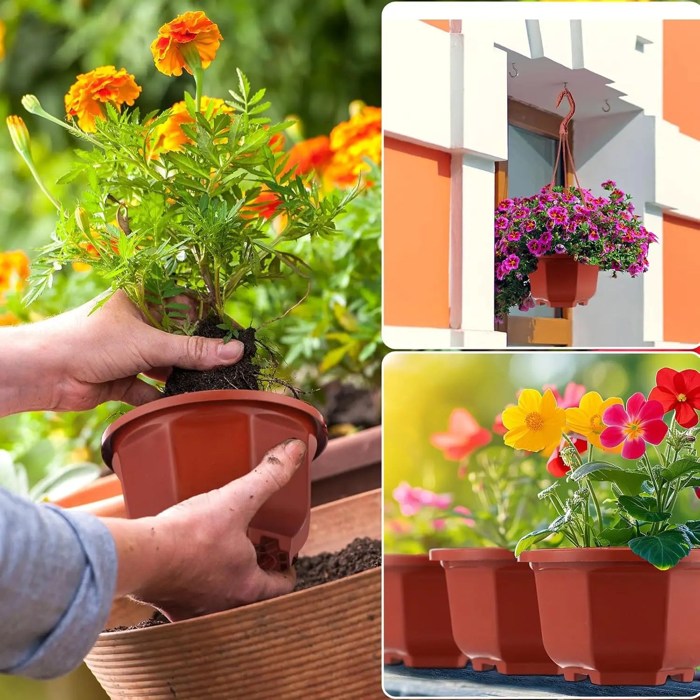 24 Pack Hanging Planter Pots With Hooks For Indoor Outdoor