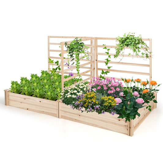 LIFEZEAL Wooden Raised Garden Bed Planter Box For Outdoor Garden