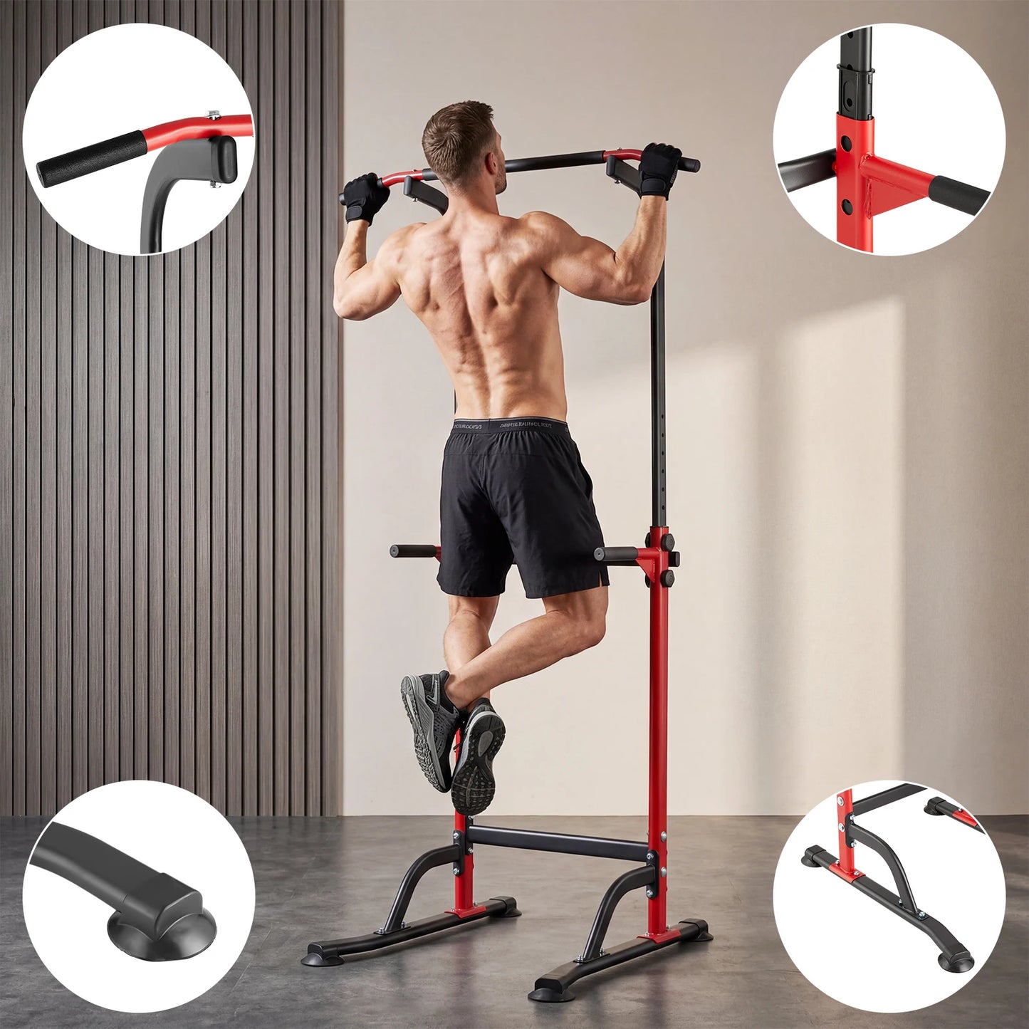 Heavy Duty Power Tower Pull Up Dip Station 330LBS Adjustable