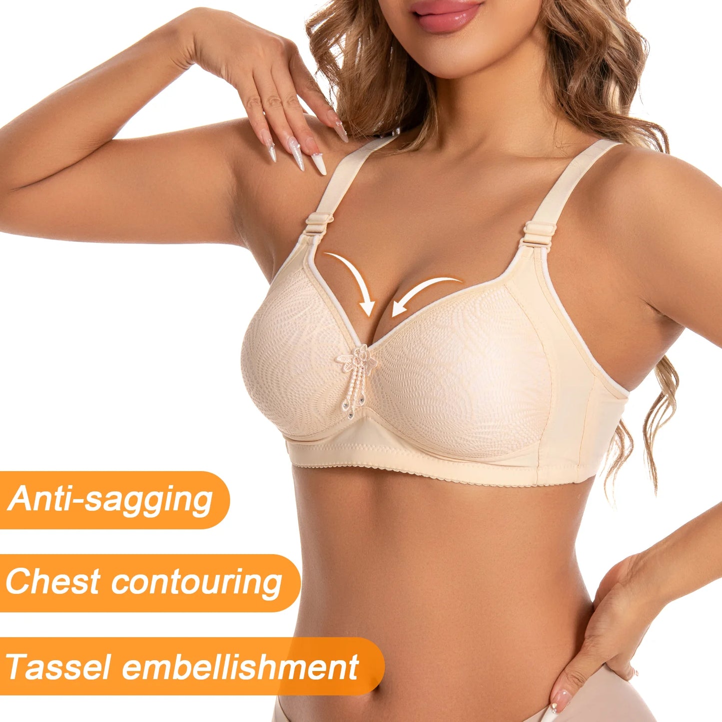 Women Lace No Wire TShirt Bra Adjustable Straps Everyday Comfort