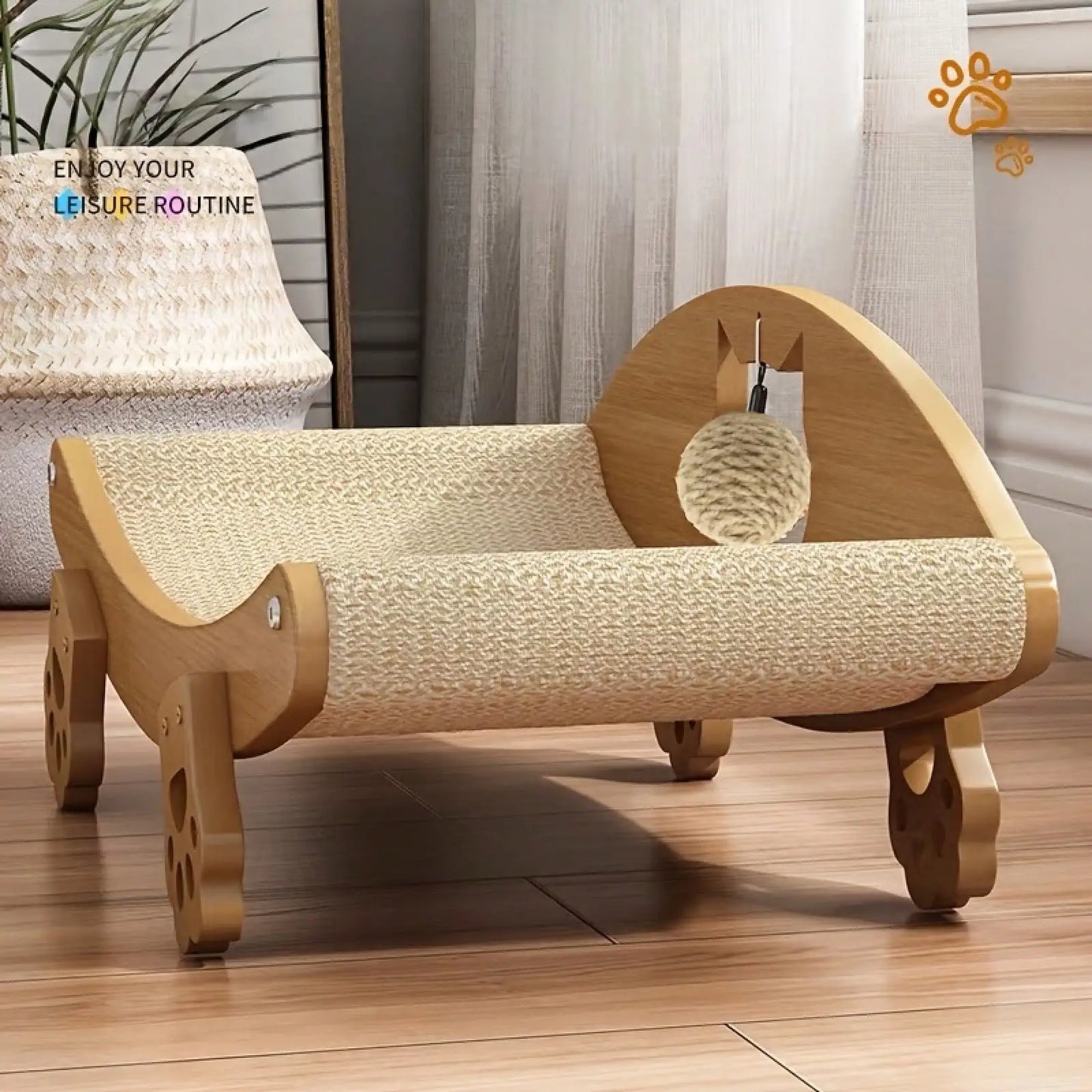 Sisal Cat Scratching Board With Ball Toy For Indoor Use