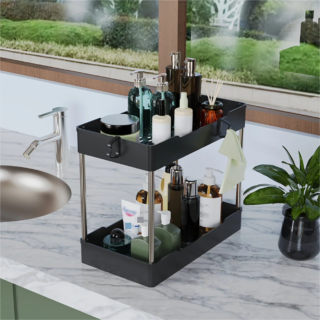 Under Bathroom Sink Organizer Trio Set For Countertop Storage