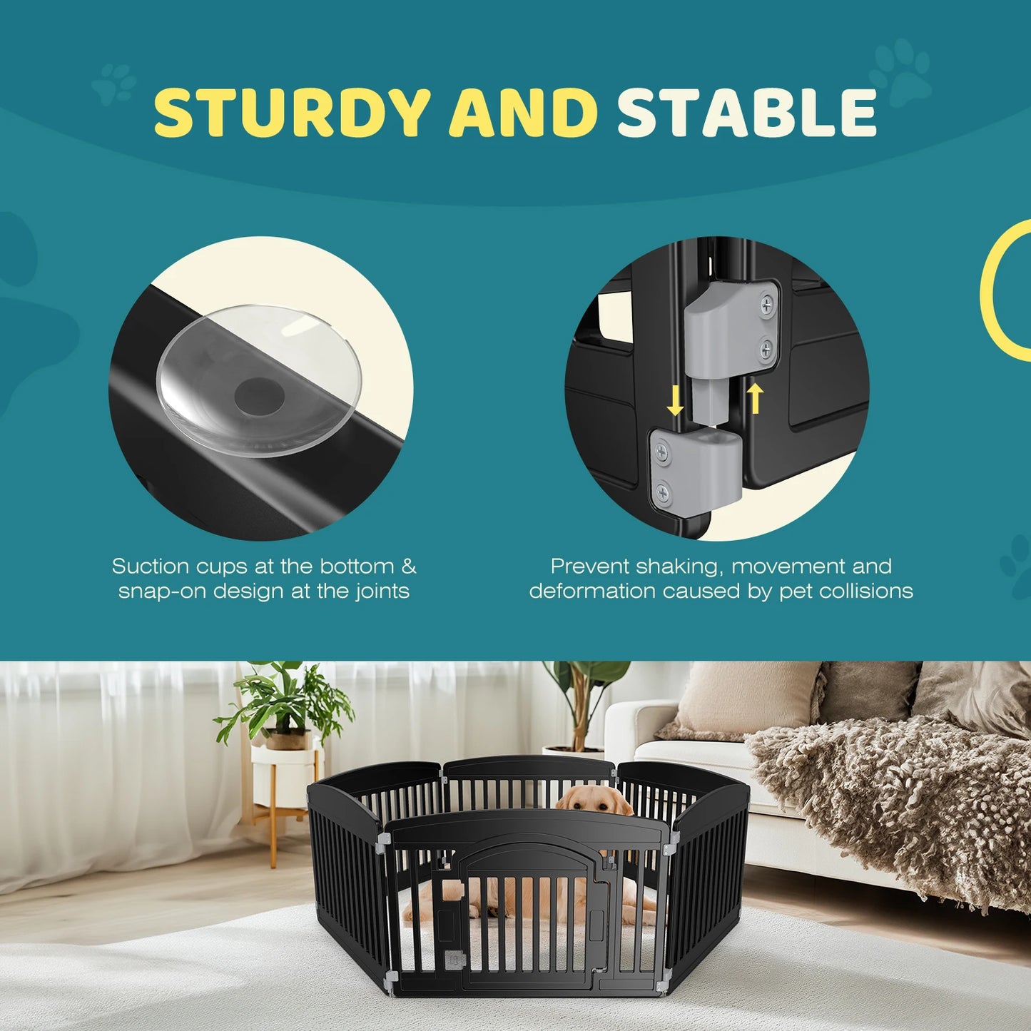 JHK Plastic Dog Playpen For Medium Dogs Durable Portable Fence