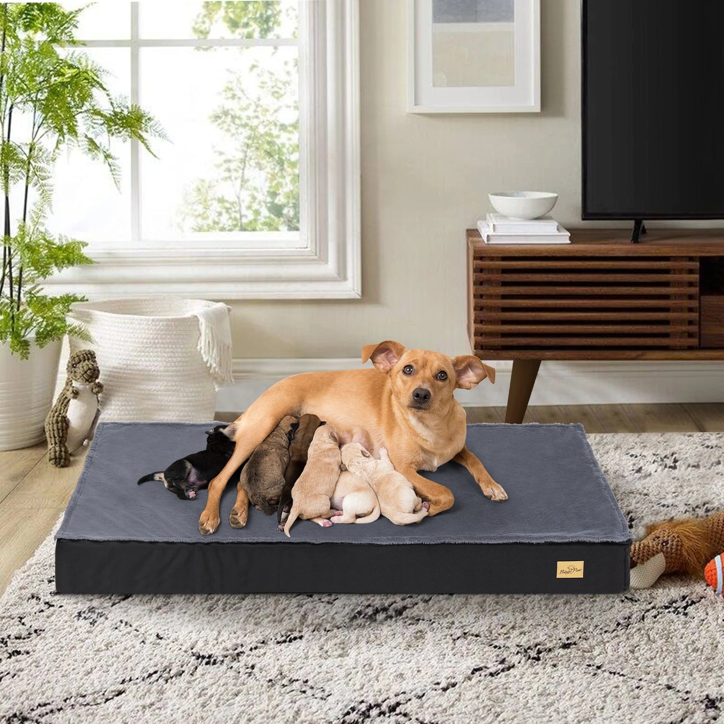 BINGOPAW Orthopedic Washable Dog Bed For Crate And Sleep