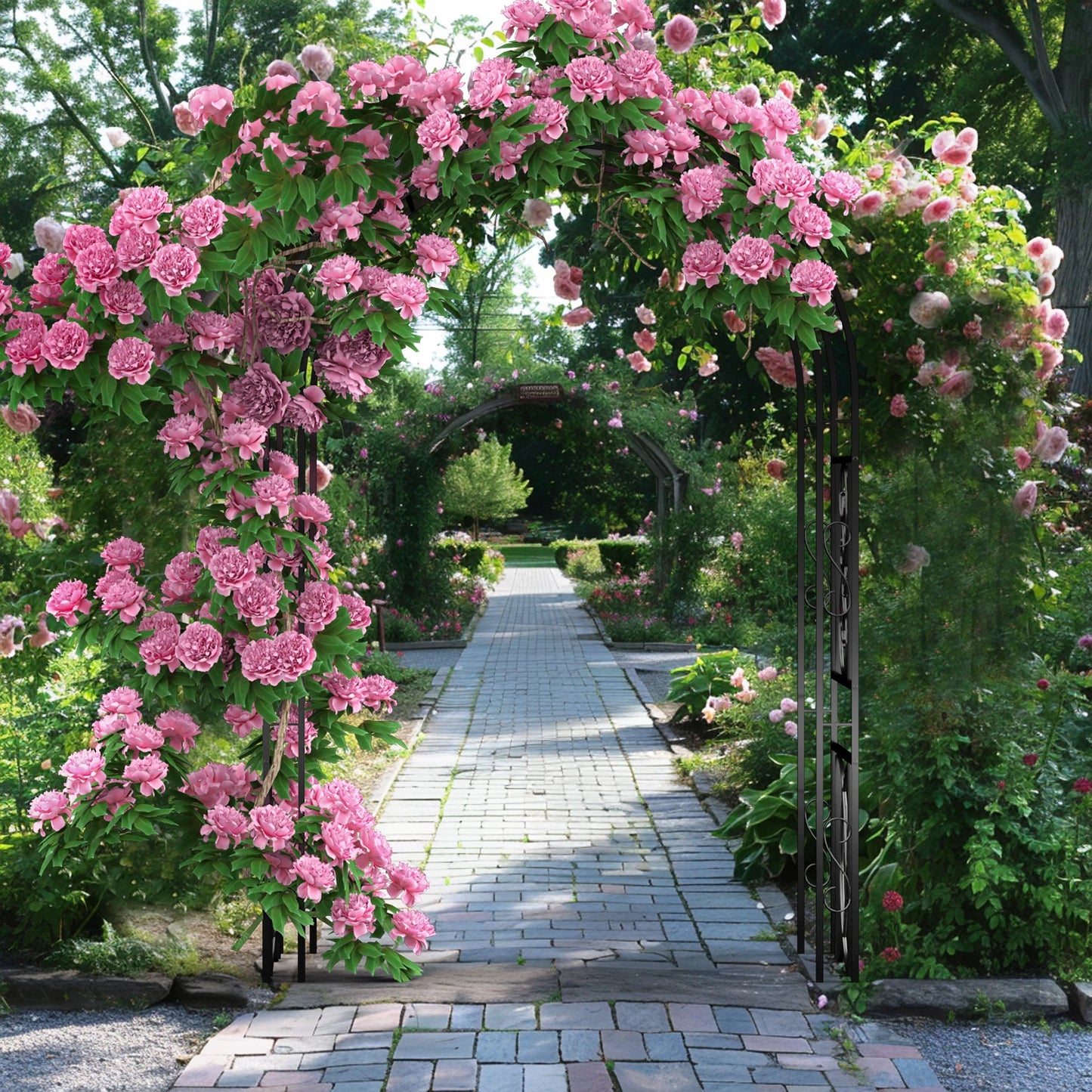 Heavy Duty Metal Garden Arbor Plant Arch Trellis for Climbing Vines