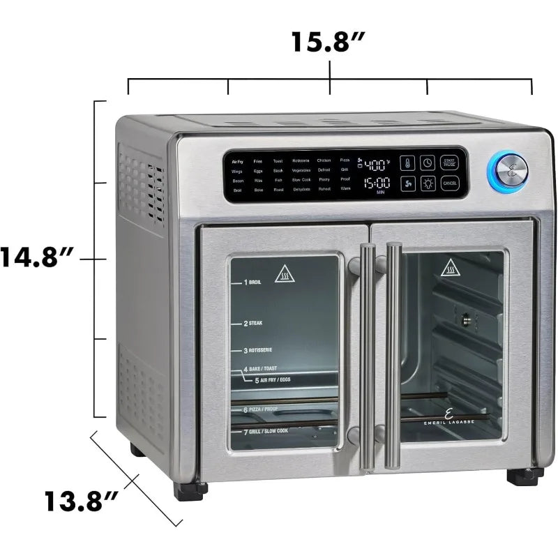 French Door Air Fryer Toaster Oven 24 Functions Digital Controls