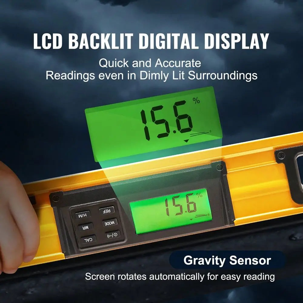 Torpedo Level With LED Backlit Screen 0-360 Degree Scale