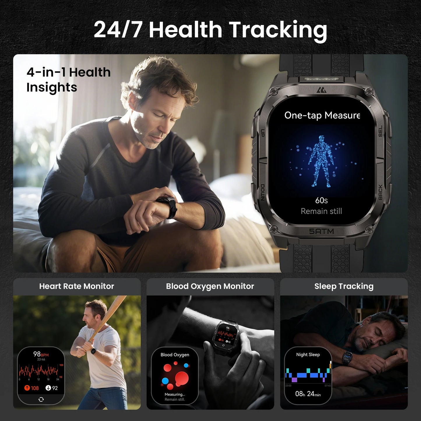 KOSPET Tank M4C GPS Smartwatch for Men with Health Tracking