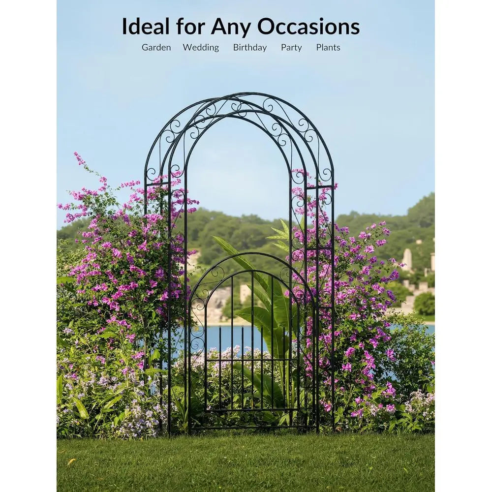Elegant Garden Trellis And Wedding Arch With Gate Iron Decorative