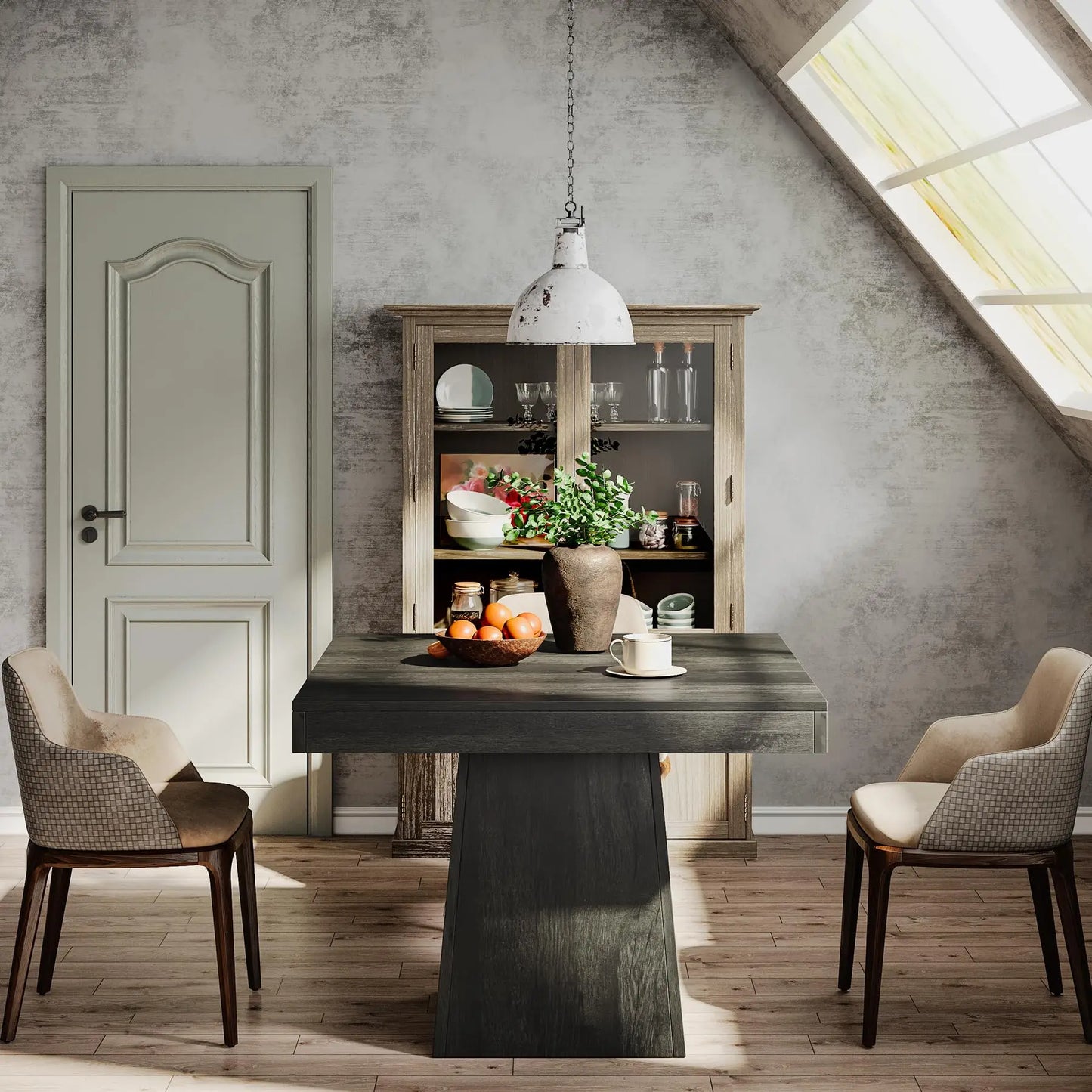 Tribesigns Square Dining Table For 4 Farmhouse Pedestal Base