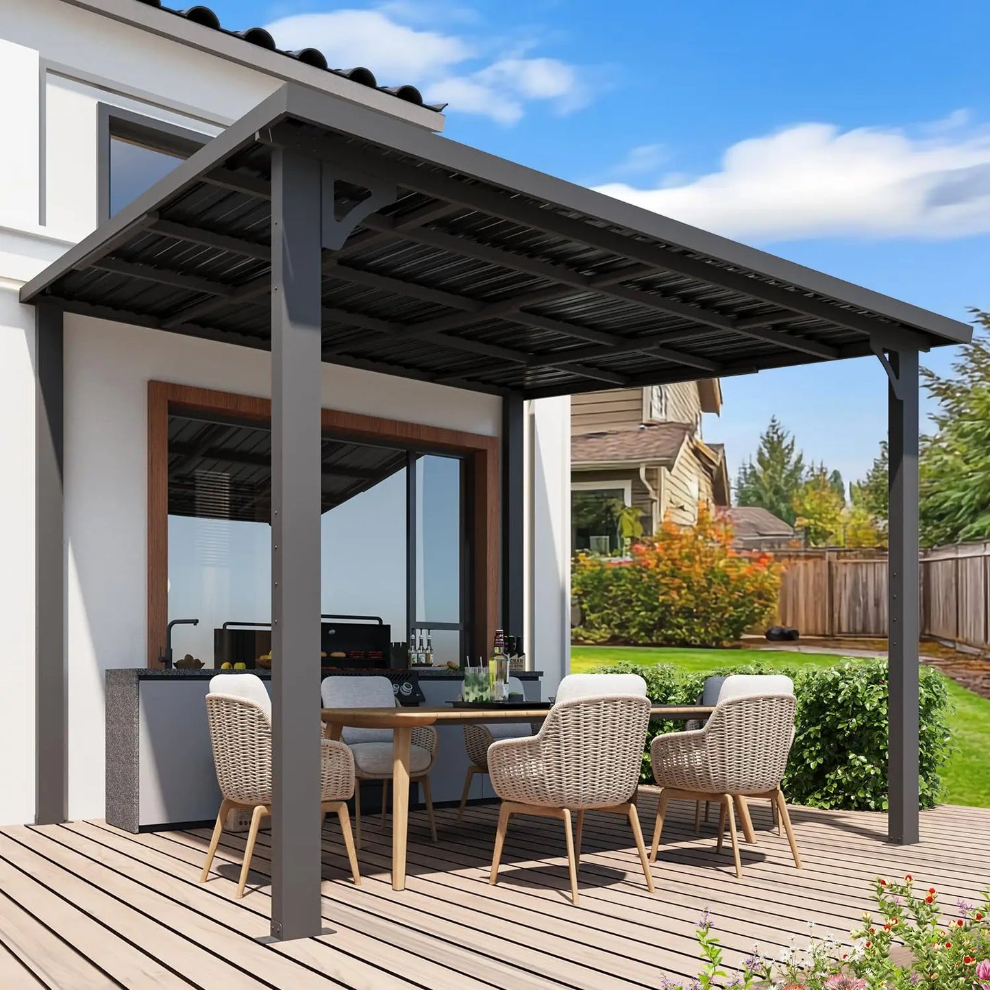 Wall Mounted Gazebo Pergola For Outdoor Patio Deck And Porch