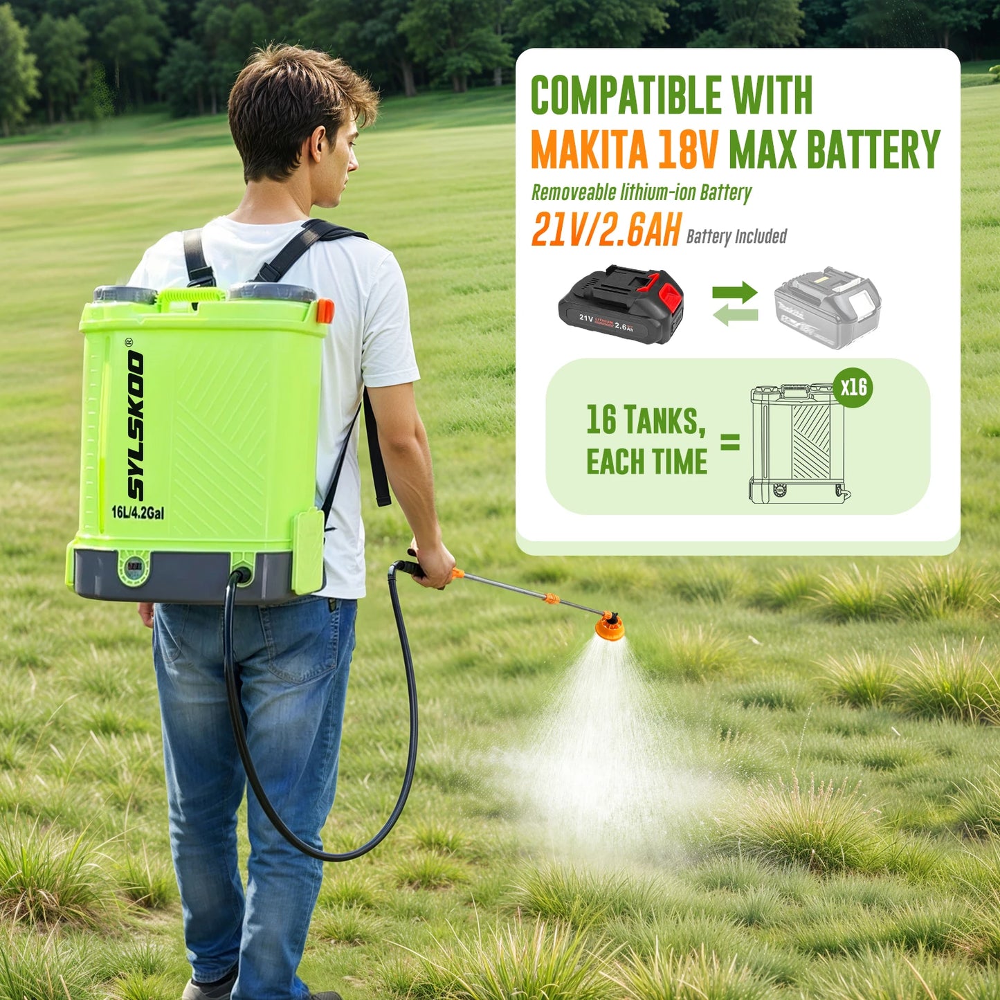 Electric Yard Sprayer 100 PSI With Five Nozzles