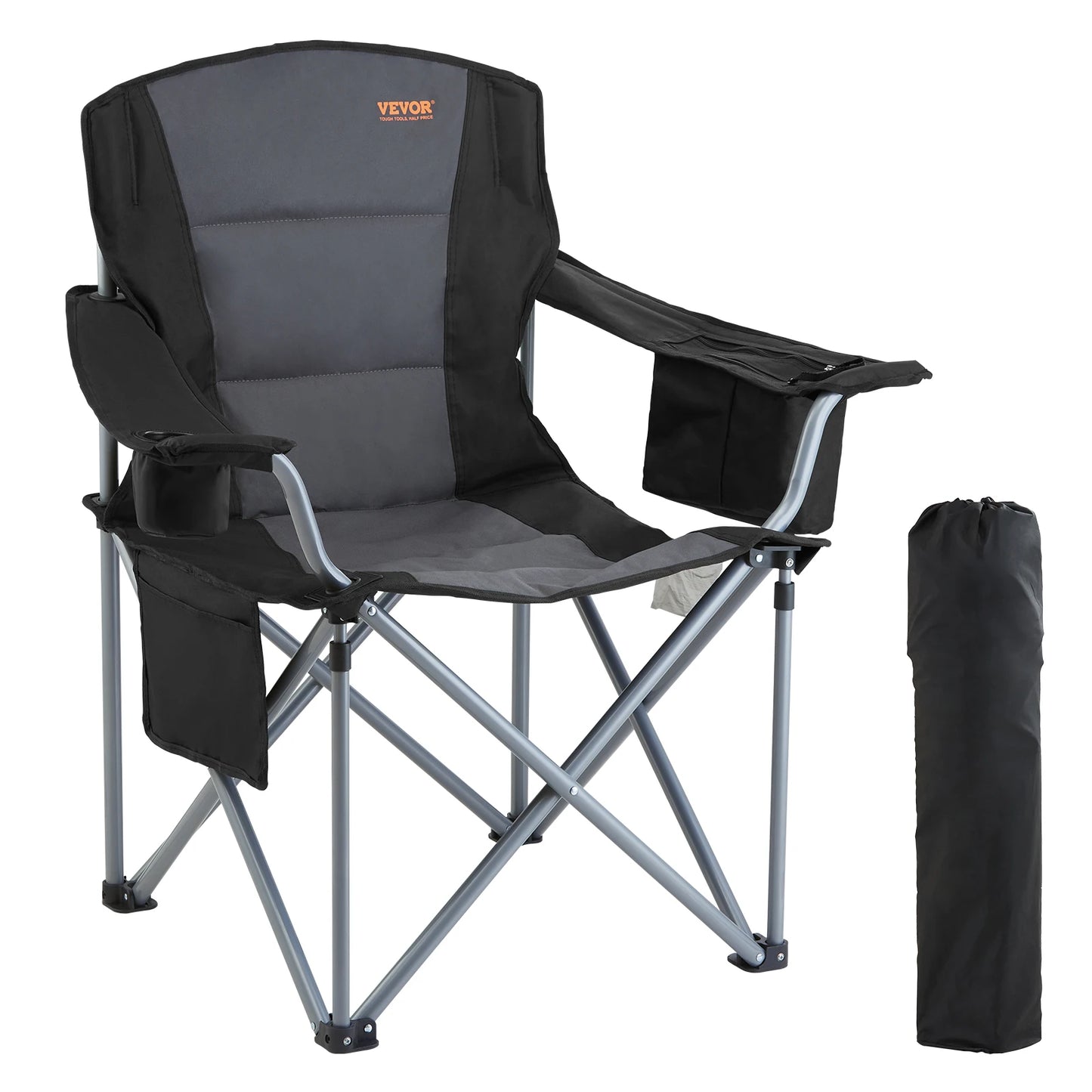 VEVOR Camping Folding Chair for Adults Quad Lumbar Back Support