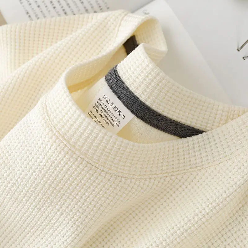 Mens Summer Waffle Round Neck Short Sleeve Breathable T Shirt