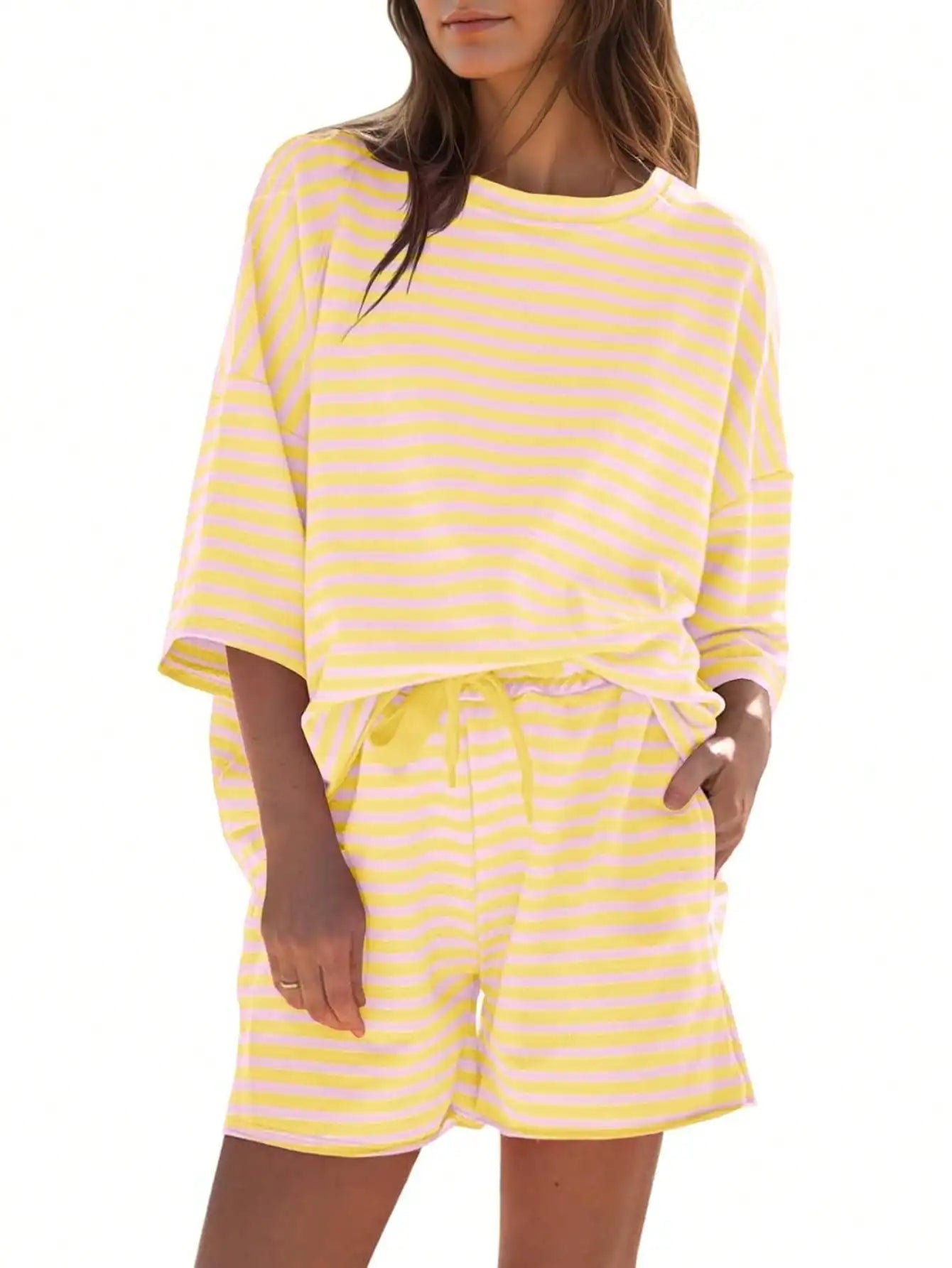 Fisoew Womens Striped Athleisure Two Piece Set Sweatsuit