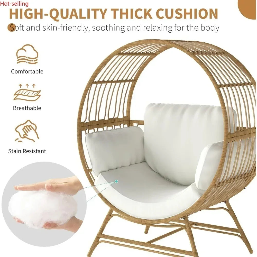 Egg Chair Outdoor Indoor Oversized Rattan Wicker Patio Lounge