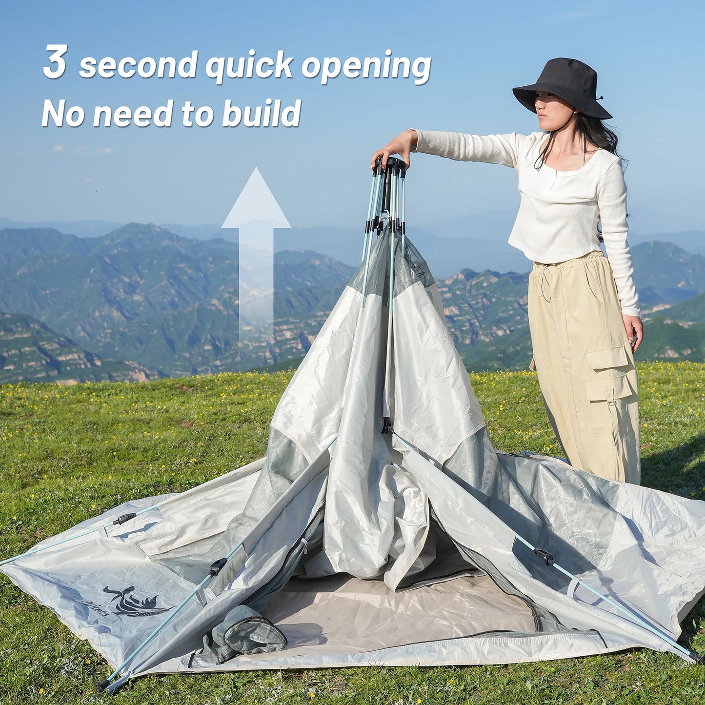 Pakicetus Spherical Hexagonal Camping Tent Quick Set With Sun Wind Oxford Fabric