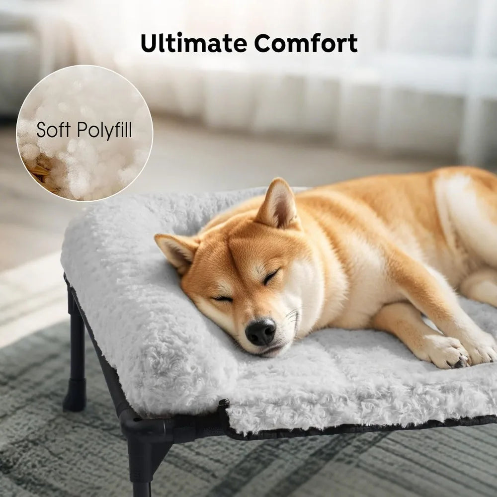 DAFIFY Elevated Cooling Dog Bed With Removable Plush Washable Bolster