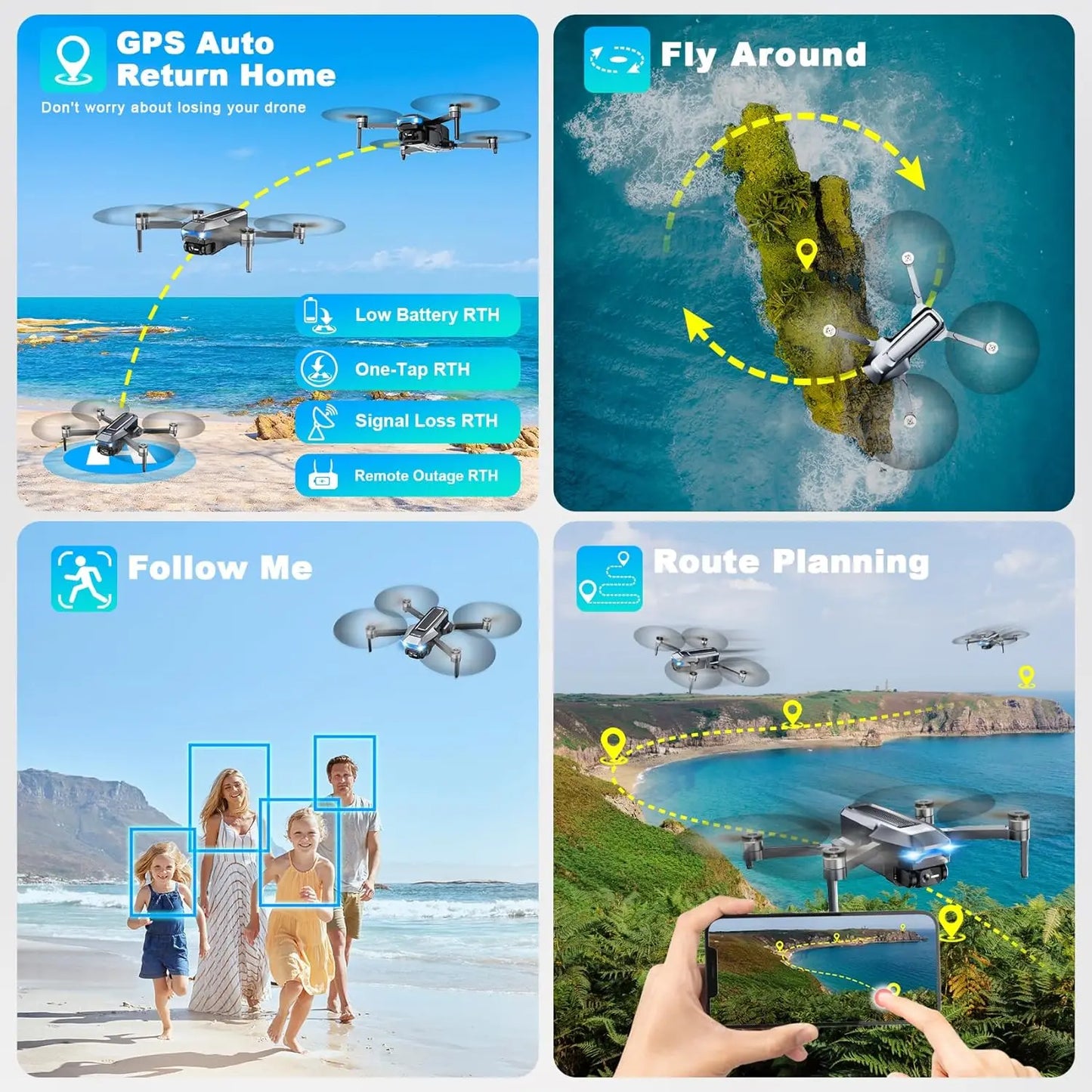 4K GPS Drone With Camera Follow Me Auto Return Foldable