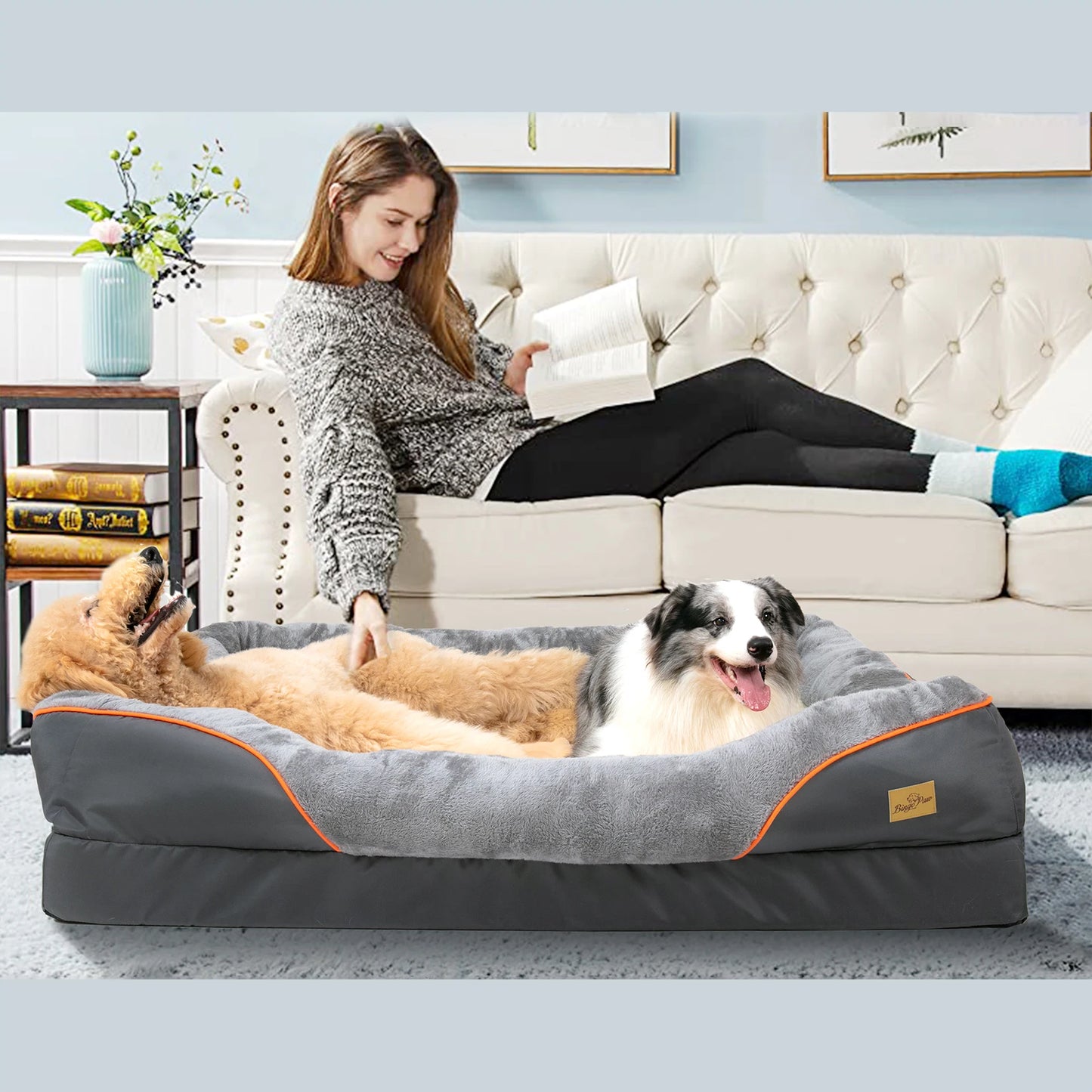BINGOPAW Large Dog Bed With Removable Washable Cover Waterproof