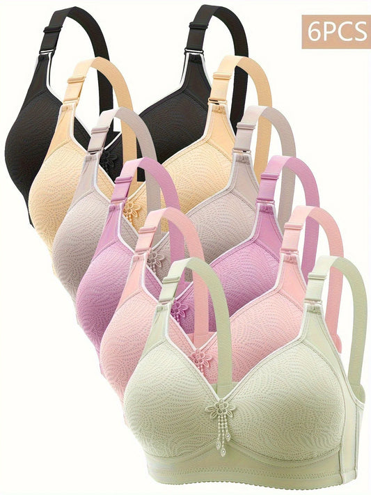Women Lace No Wire TShirt Bra Adjustable Straps Everyday Comfort