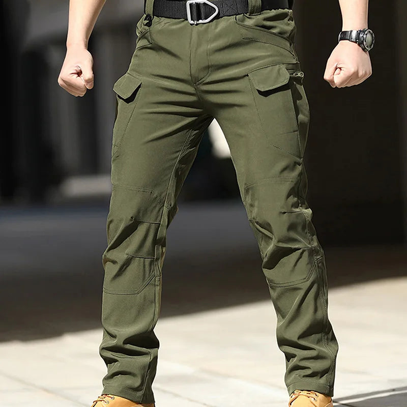 Hirigin Men's Cargo Pants Solid Multi Pocket Waterproof Trousers