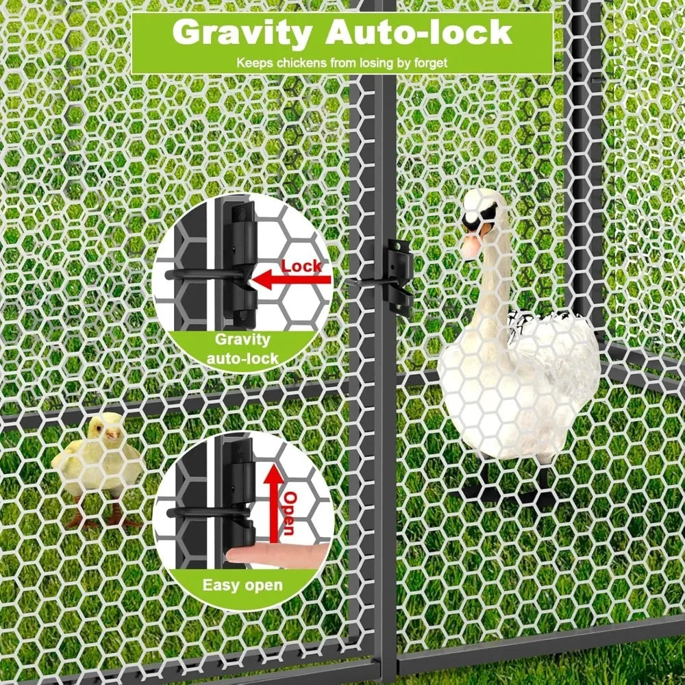 Large Metal Chicken Coop with Cover for Outdoor Hen House