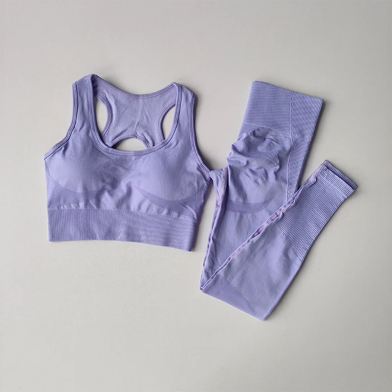 SKINOFSKIN Two Piece Sports Bra Set For Women Yoga Running Fitness