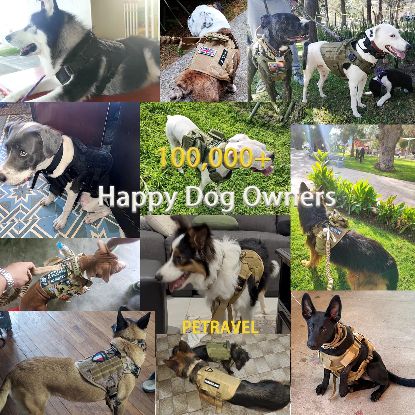 Tactical Dog Harness With Molle Pouches For Medium Large Dogs