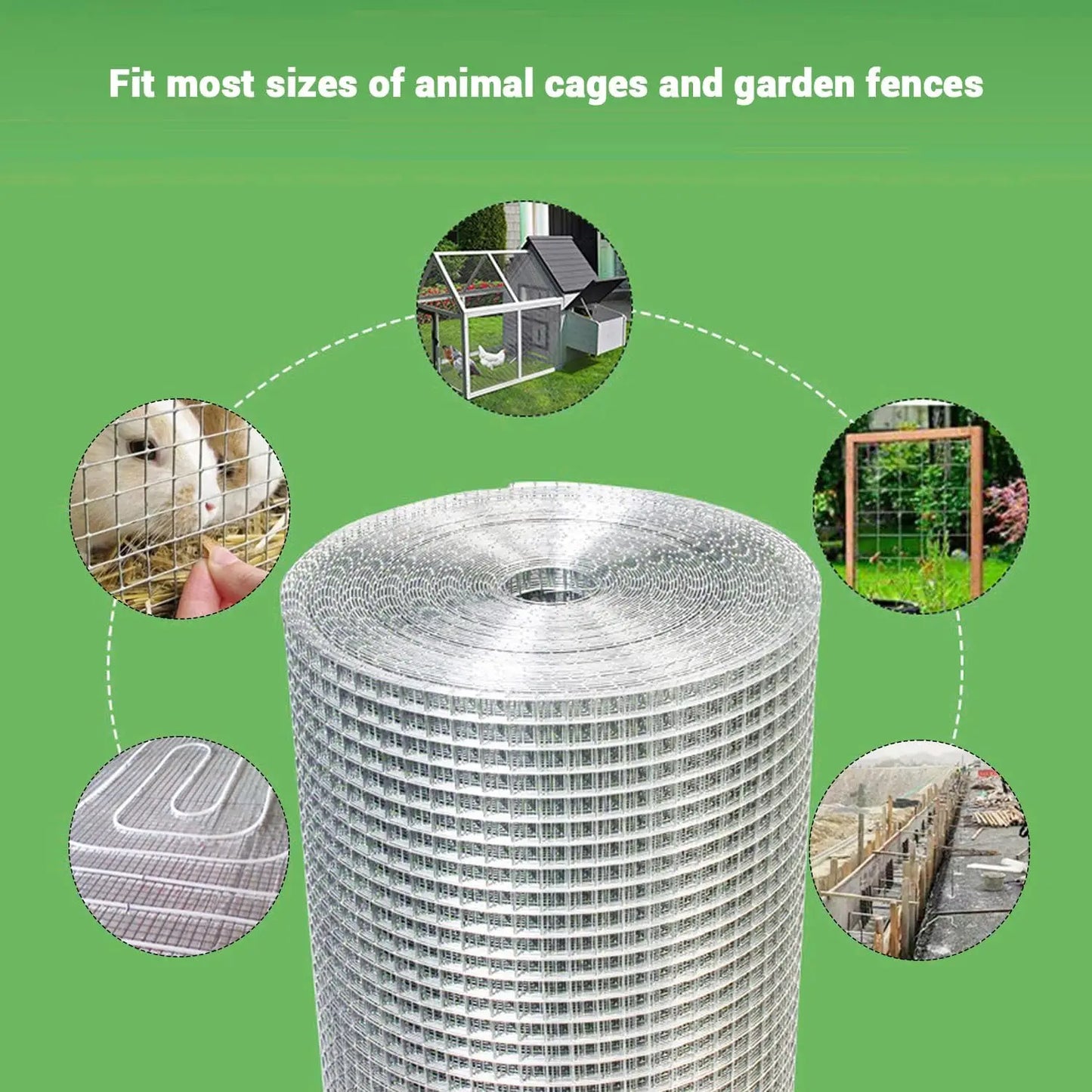 HiMISS Galvanised Chicken Wire Mesh Roll For Garden Fencing
