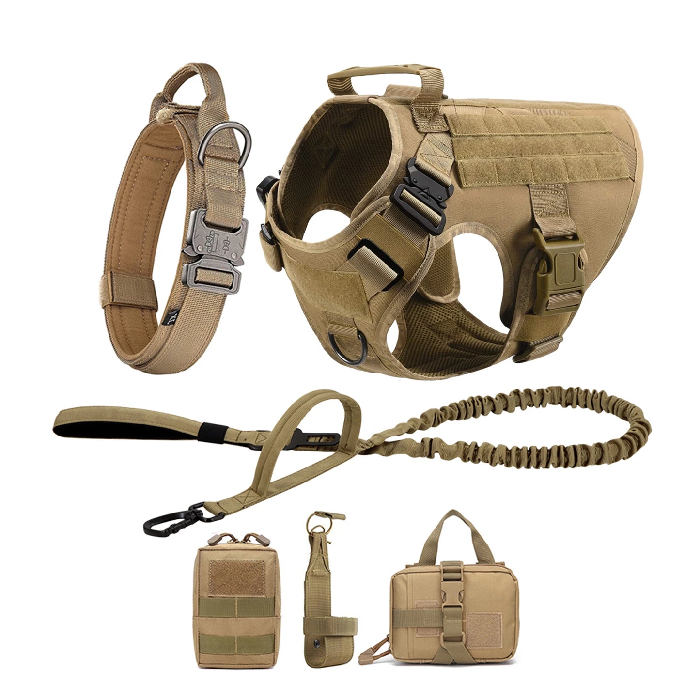 Tactical Dog Harness With Molle Pouches For Medium Large Dogs
